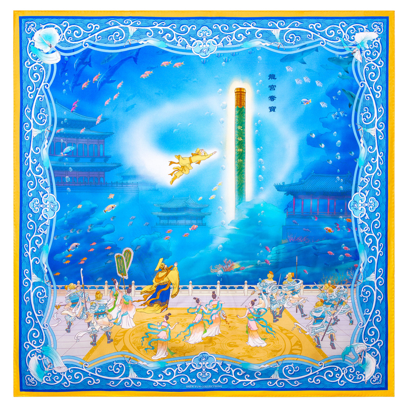 Content monkey king and the dragon palace silk scarf new