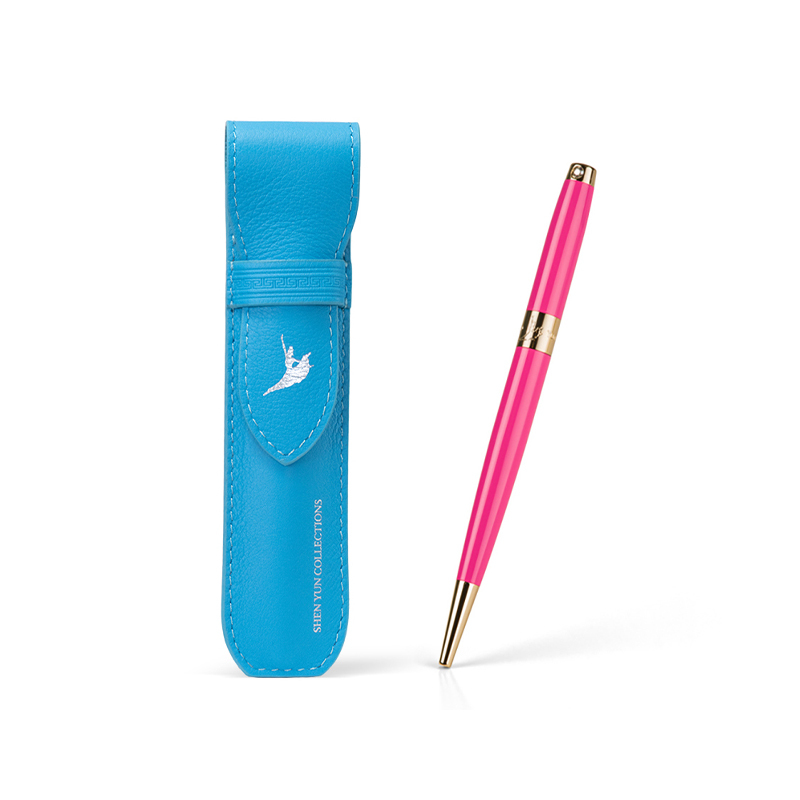 Content classical leather pen case skyblue and journal purple crystal ballpoint pen