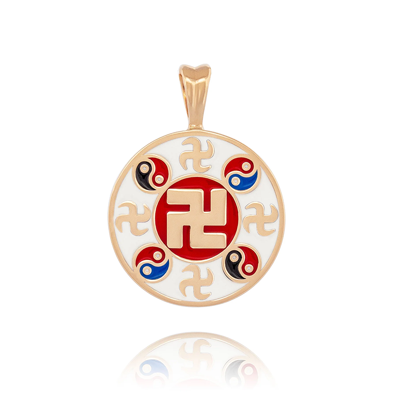 Content falun enamel pendant 18kt gold white front view 800x800