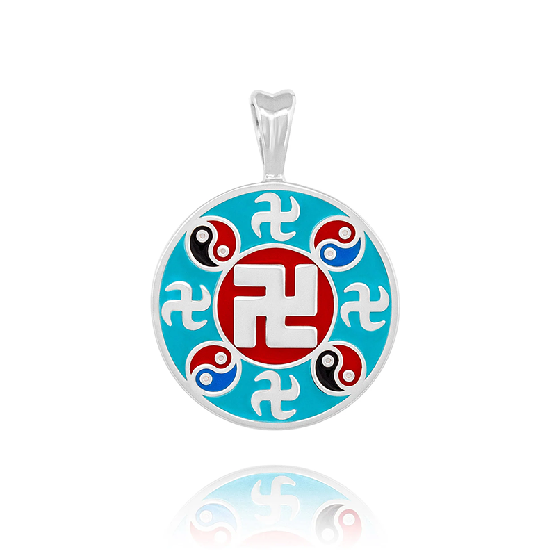 Content falun enamel pendant silver gold light blue front view 800x800