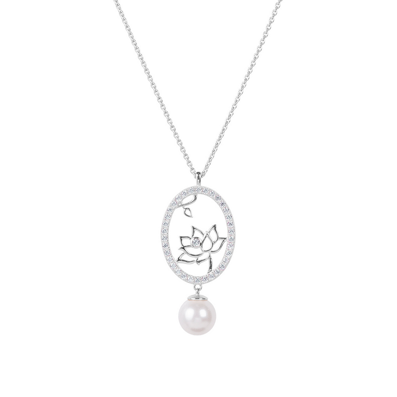 Content lotus fairies oval necklace silver01
